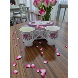 Чаши порцеланови 2бр в кутия розови