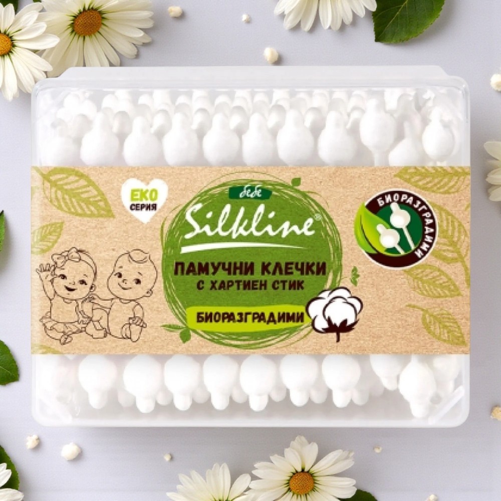 Клечки за уши “Silkline” бебе 60 бр. Санитарни