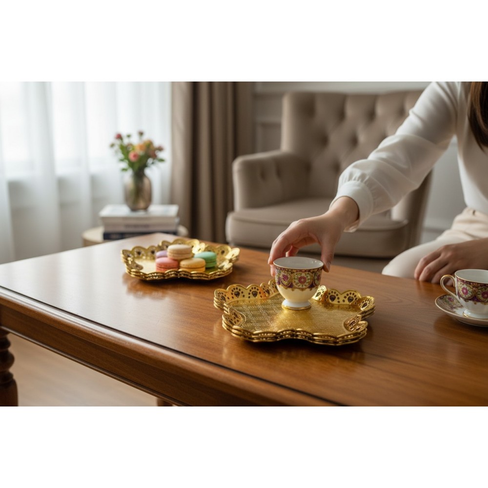 Сет от 3 броя златисти декоративни чинийки 