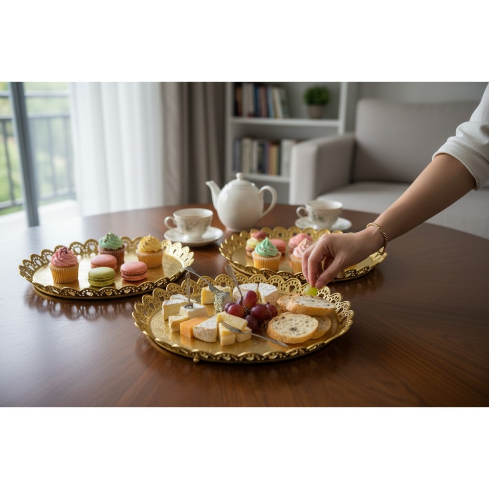 Сет от 3 броя златисти декоративни чинийки 