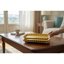 Сет от 3 броя златисти декоративни чинийки „Golden Rectangle“