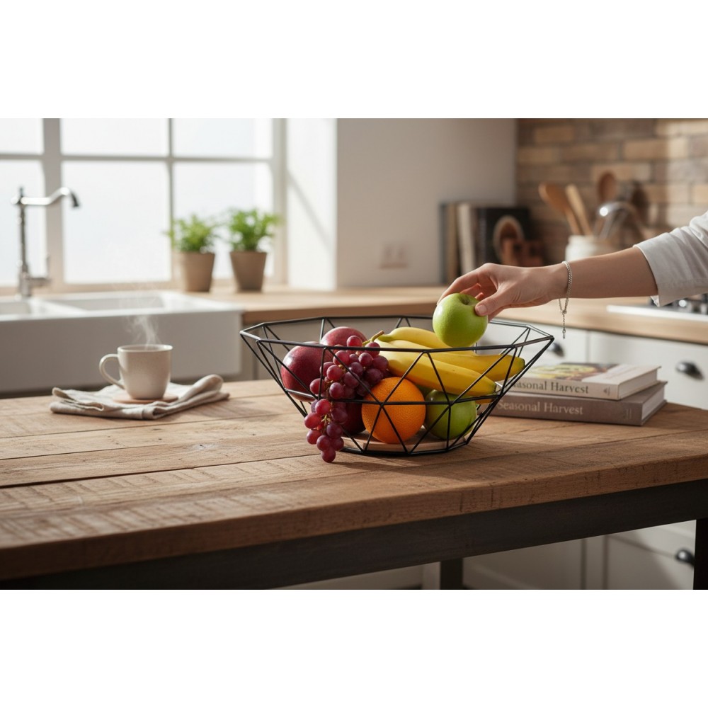 Геометрична фруктиера с дървено дъно – Ø 26 см 