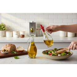 Елегантна стъклена бутилка за олио/оцет с удобен дозатор-250мл
