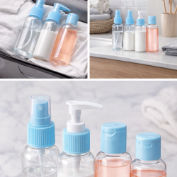 Комплект бутилки за пътуване 4бр (до 120 ml) – спрей, помпа и флакончета