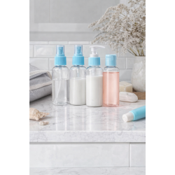 Комплект бутилки за пътуване 4бр (до 120 ml) – спрей, помпа и флакончета