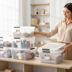 Квадратен смарт контейнер DUNYA Lock&Keep (8.5L) с капак – прозрачен