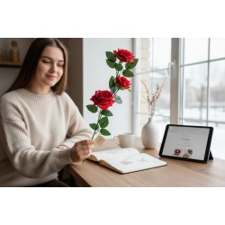 Изкуствена роза с 3 цвята на стъбло