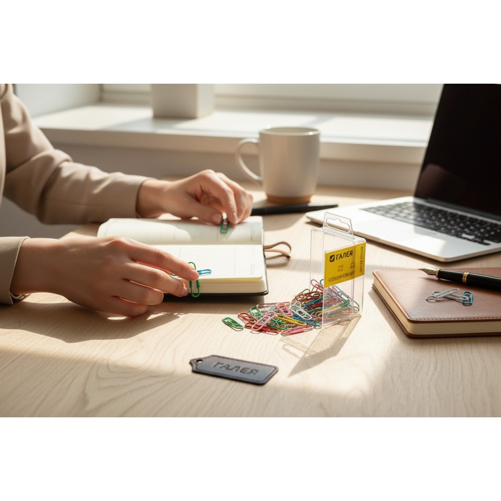 Цветни кламери в кутийка – 100 броя 