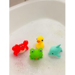 Комплект гумени играчки за баня – пате, жабка, рак и делфин