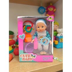 Кукла бебе „Cute Baby“ 12" с аксесоари – бутилка и играчки