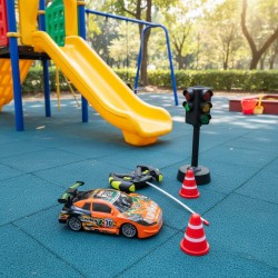 Детска кола с дистанционно и светофар със светлини