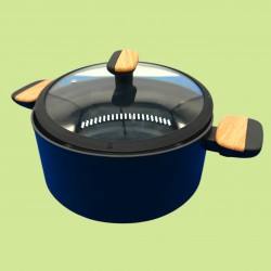 Масивна тенджера Black and Wood Ø24 см с капак – 1.650 кг | Черна тенджера с дървесен дизайн Масивна тенджера Black and Wood Ø24 см с капак – 1.650 кг | Черна тенджера с дървесен дизайн