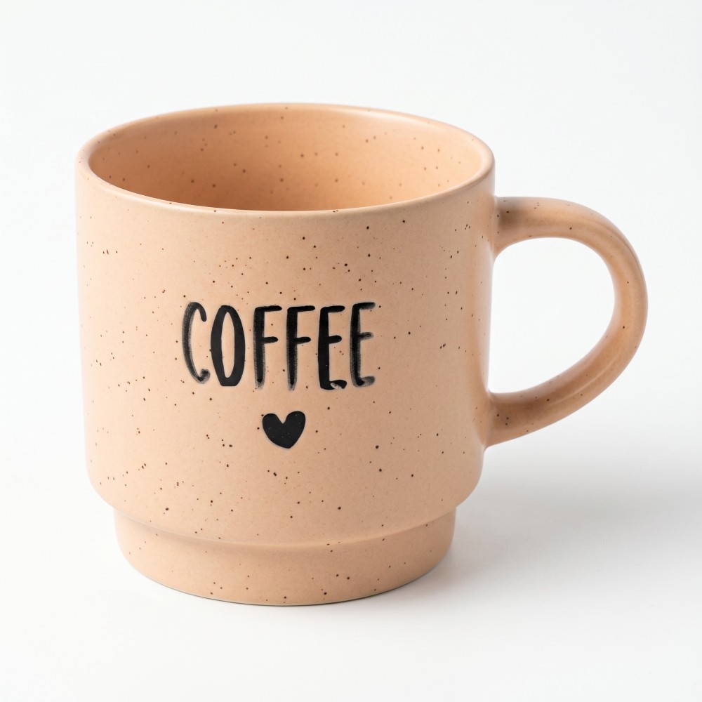 Крафт керамична чаша "Hygge Coffee" в прасковен цвят 