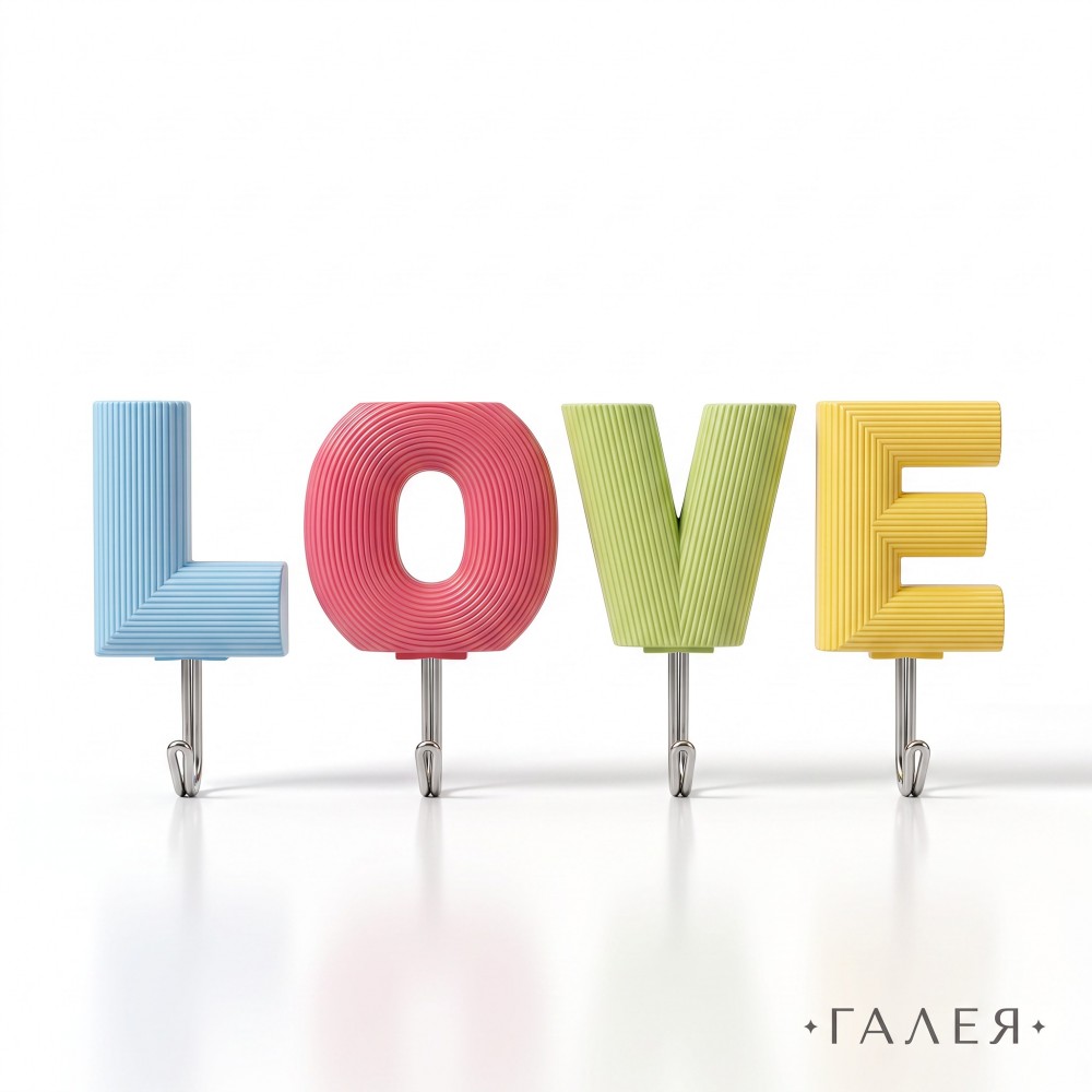 Самозалепващи закачалки / кукички "LOVE" (4 бр.) 
