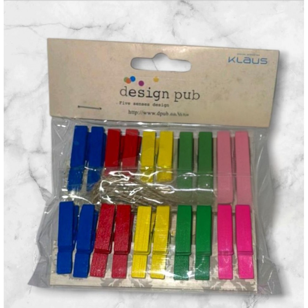 Щипки дървени декор. 10бр. к-кт Щипки дървени декор. 10бр. к-кт