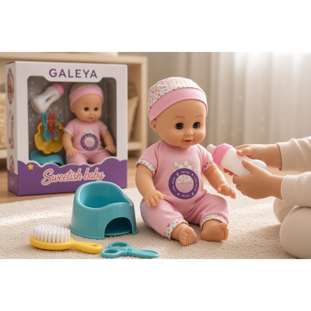 Детски игрален комплект с пишкаща кукла бебе със звуци Sweet Doll и аксесоари Играчки за момичета