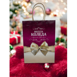 Чанта "Весела Коледа", бордо 24/12/33СМ. Коледна украса 