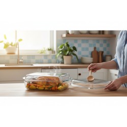 Стъклена тенджера с капак 1.9 л Borcam Йенски съдове за готвене