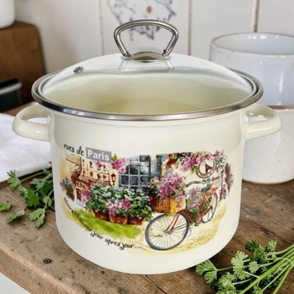 Тенджера 5,5lt "STREETS OF PARIS" стъклен капак Тенджера 5,5lt "STREETS OF PARIS" стъклен капак Тенджери