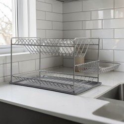 Сушилник за чинии Parmash, 2-ка никел с кош