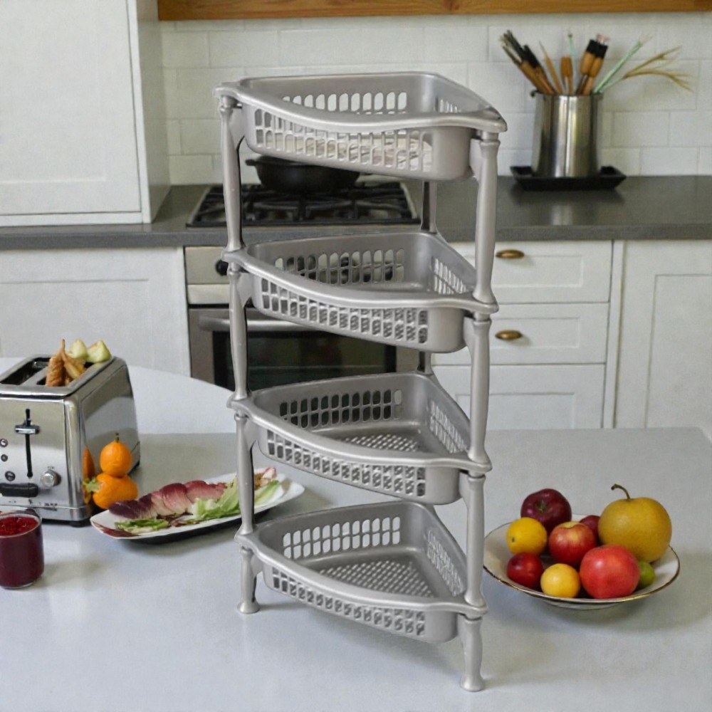 СТЕЛАЖ ЗА ПЛОДОВЕ ЪГЛОВ, СИВ Стелажи за плодове и зеленчуци