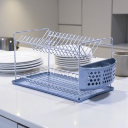 Сушилник за чинии никел 2 етажа с пластмасов кош Сушилници за чинии