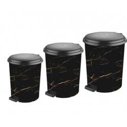 Комплект 3бр. кошове с педал ЧЕРЕН МРАМОР