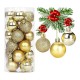 Комплект коледни топки за украса в кутия, 24 броя, злато, сребро и червено Комплект коледни топки за украса в кутия, 24 броя, злато, сребро и червено Коледна украса