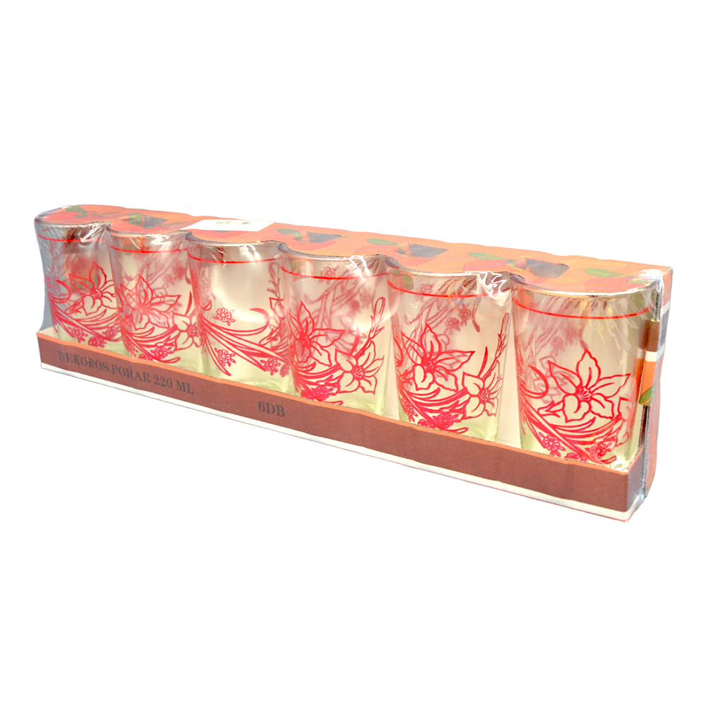 Комплект стъклени чаши с декор 220мл. Стъклени чаши