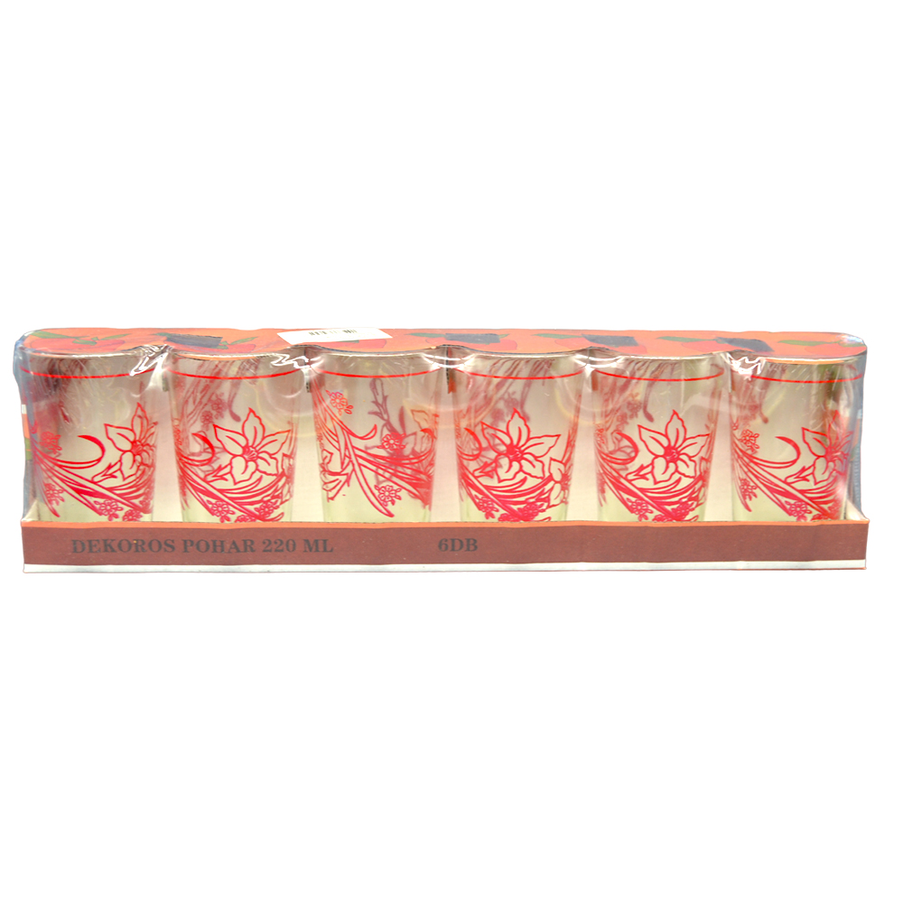 Комплект стъклени чаши с декор 220мл. Стъклени чаши