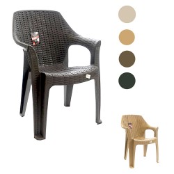 Градински пластмасов стол РАТАН - СВЕТЛО БЕЖОВ