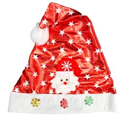 НОВОГОДИШНА ШАПКА ЛЪСКАВА ЧЕРВЕНА Коледна украса 