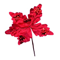 Цвете за коледна украса с червен блясък Коледна украса 