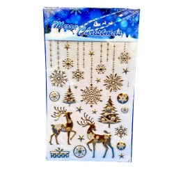 Комплект стикери с елени, коледни елхи и снежинки 30/21см. Коледна украса 