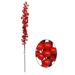 Клонче с червени топчета, идеално за коледната елха или за украса на дома ви. 60см. Коледна украса 