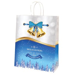 Чанта "Весела Коледа", синя 34/14/43см. Коледна украса 