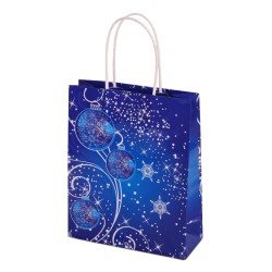 Чанта "Коледни орнаменти", синя 20/8/25СМ. Коледна украса 