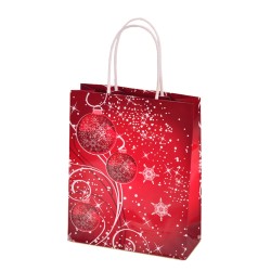 Чанта "Коледни орнаменти", червена 20/8/25СМ Коледна украса 