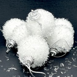 Коледни  топки за елха 6бр. 4см.  Бели снежинки Коледна украса 