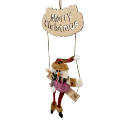Коледна фигура за окачване Снежко на люлка , 40см Коледна украса 