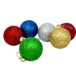 Коледни  топки за елха 6бр. 6см.  с брокат Коледна украса 