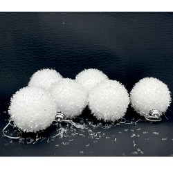 Коледни  топки за елха 6бр. 5см.  БЕЛИ СНЕЖИНКИ Коледна украса 