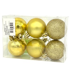 Коледни  топки за елха 6бр.  в кутия, злато, сребро и червени Коледна украса 