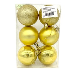 Коледни  топки за елха 6бр. 6см.  в кутия - златни Коледна украса 