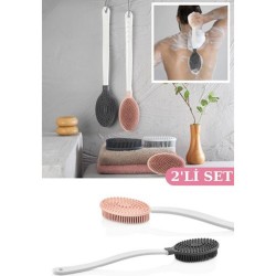 Четка за тяло силиконова с дълга дръжка, двустранна Аксесоари за банята