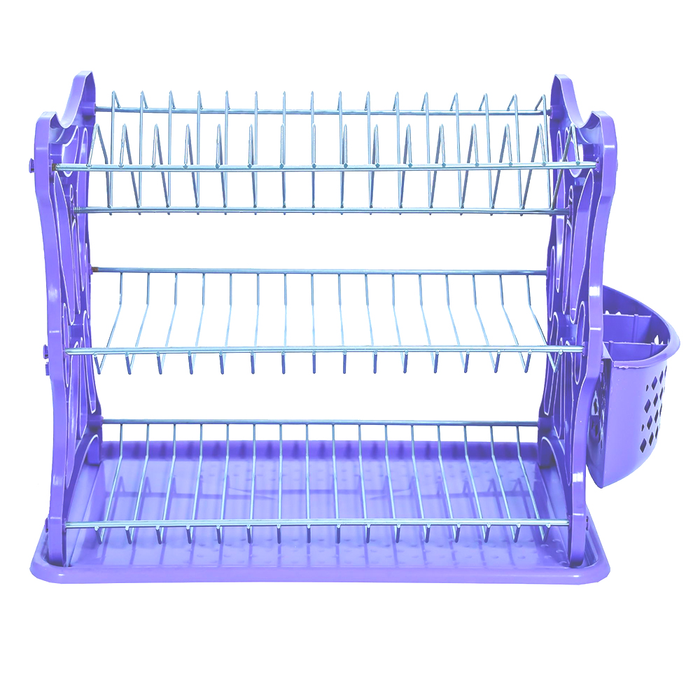 Сушилник за чинии на 3 нива  с пластмасови страници - Лилав Сушилници за чинии