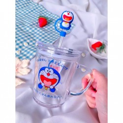 Стъклена детска чаша със сламка и капаче 350мл.