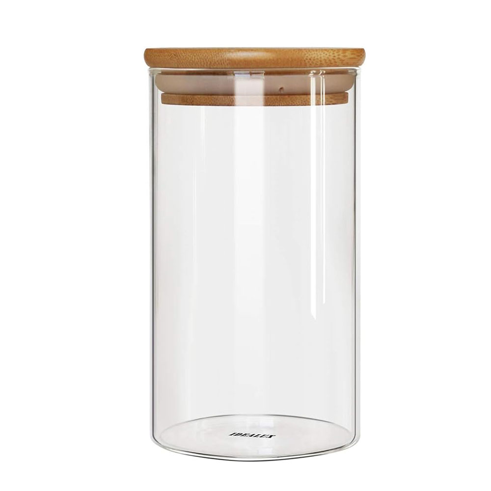 СТЪКЛЕН БУРКАН С БАМБУКОВ КАПАК СРЕДЕН Бурканчета